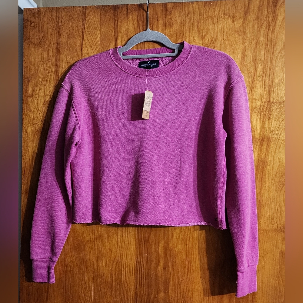 American Eagle Outfitters Pink Cropped Sweatshirt Size XS NWT